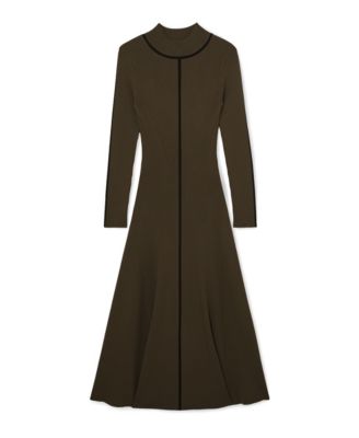 Women's Contrast-Stitch Knitted Midi Dress