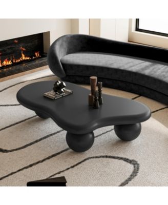 47 Inch Cloud Shaped Coffee Table with 3 Ball Legs for Living Room