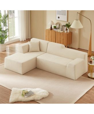 Modern minimalist L-shaped corduroy high back sofa
