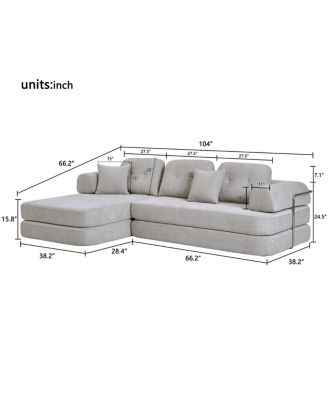 104" Boneless Chenille Memory Foam Modular Sectional Sofa with Chaise - No Assembly