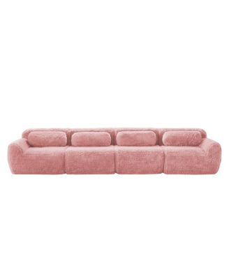 149" Plush Boneless Sofa with Ergonomic Design, Free Combination Buckle