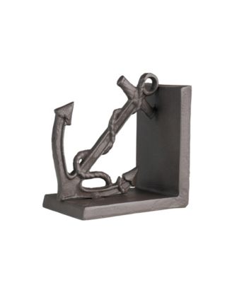 Nautical Anchor and Ship Wheel Iron Bookend Set