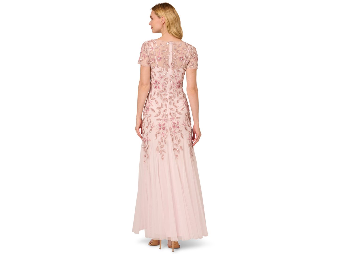 Женское платье Adrianna Papell Floral-Beaded Gown, цвет: Пудровый розовый — фото 5