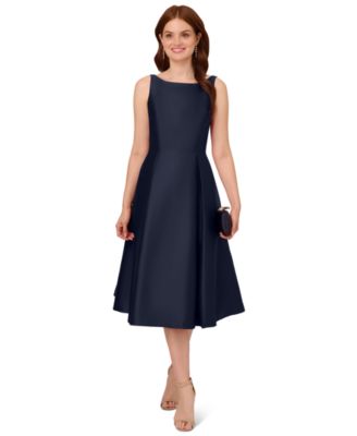 Women's Boat-Neck Fit & Flare Midi Dress