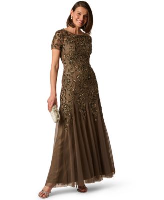 Adrianna Papel Women's Floral-Beaded Gown