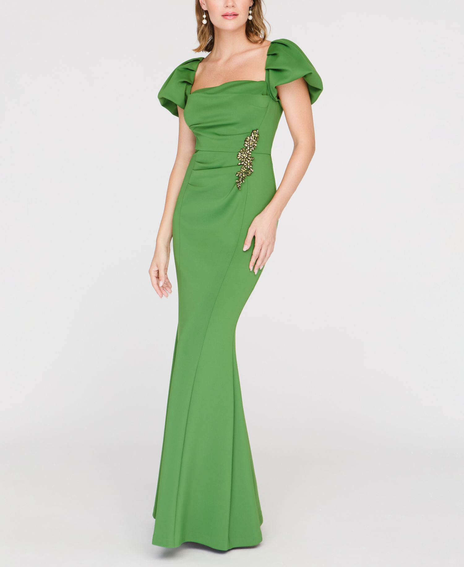 Women's Scotlyn Flutter-Sleeve Square Neck Mermaid Gown