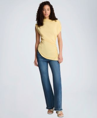 Women's Asymmetrical Drape Short-Sleeve Top