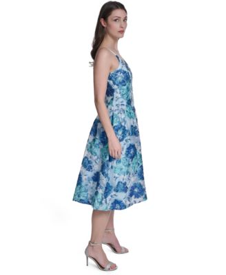 Women's V-Neck Printed Midi Dress