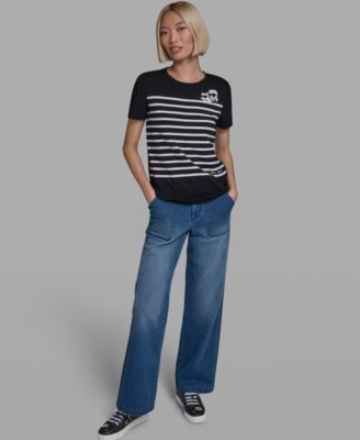 Women's Short-Sleeve Striped Logo T-Shirt