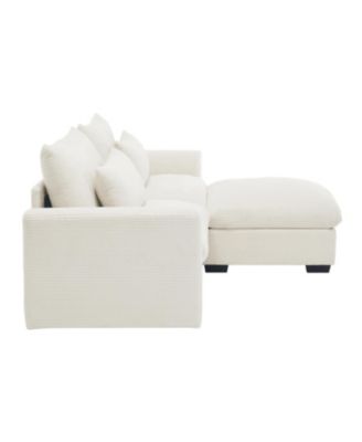 Corduroy Sectional Sofa with Ottoman