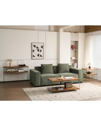 Streamdale MDF Console Table, Big Side Table, Walnut Tempered Glass Desk, Entry Table