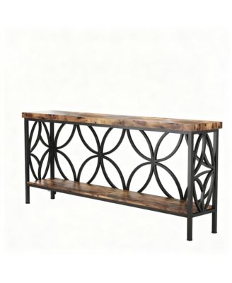 70.9" Narrow Console Table Industrial Sofa Table Entryway Storage 2-Tier Shelf