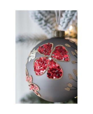 4.7" Glass Christmas Ball Ornaments Decorative Hanging Tree Ornaments Set of 4