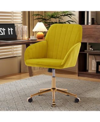 Grand Velvet Ergonomic Office Chair with Luxurious Gold Base