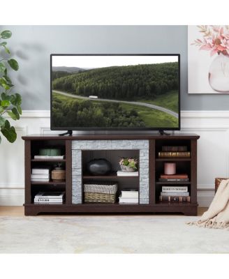 TV Media Stand with Faux Stacked Stone Surround