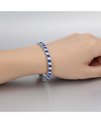 Brilliant Sterling Silver Marquise-cut CZ Tennis Bracelet