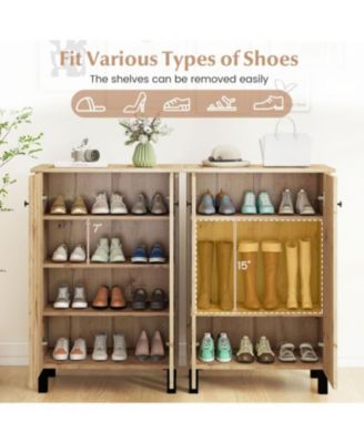 4-Tier Shoe Storage Cabinet with Removable Shelves & Doors
