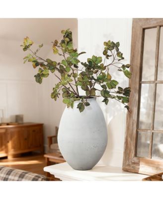 13" Cement Large Floor Vase, Antique White Rustic Vases, Decorative Terracotta Vases Home Decor, Farmhouse Pottery Home Accent