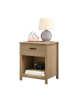 Wood Nightstand with Drawer and Open Shelf