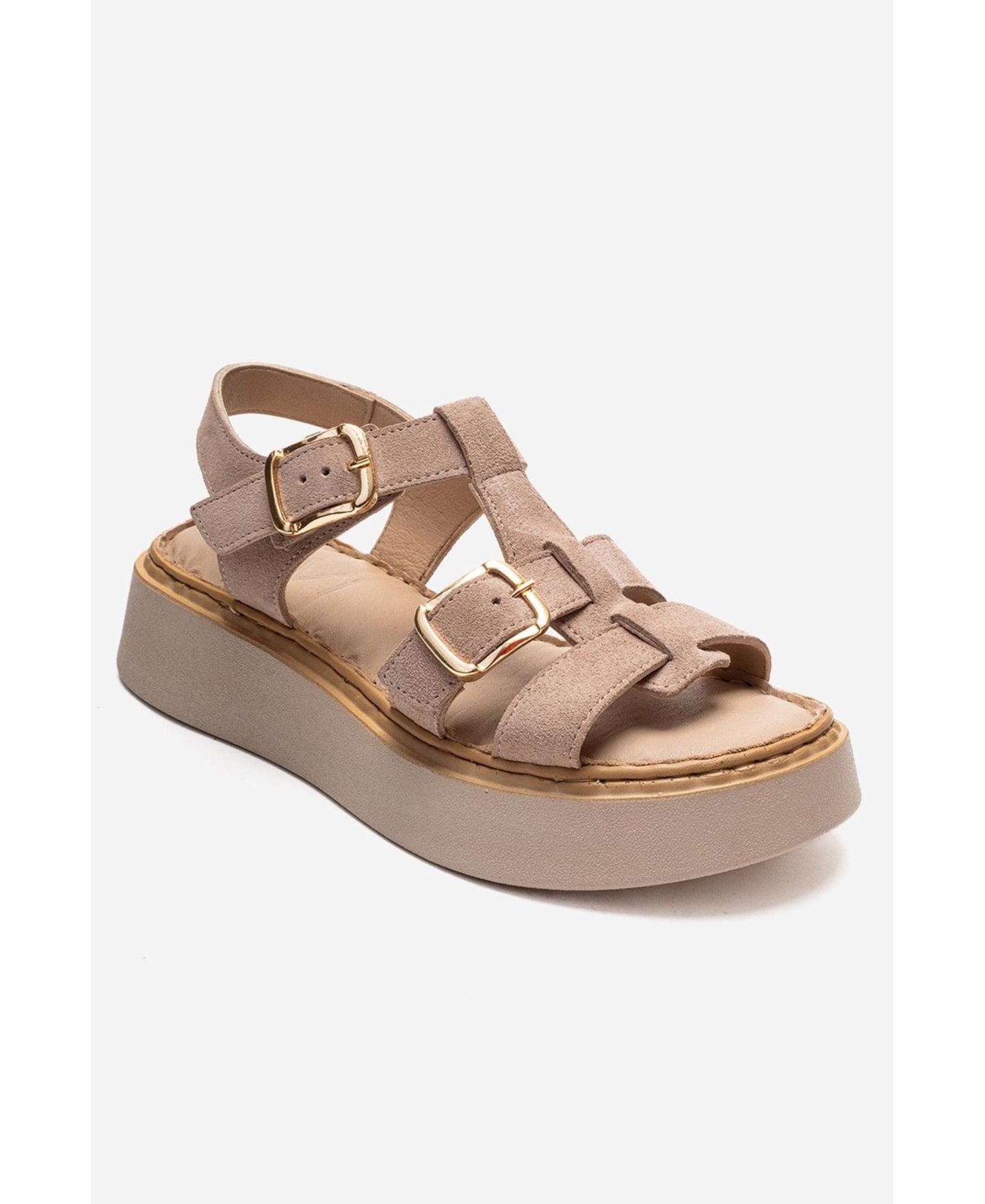 Женские сандалии Forever & Always Shoes Loin Leather Platform, цвет: Бежевый замшевый — фото 1