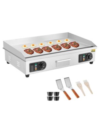 Commercial Electric Countertop Half Flat Top Griddle, Adjustable Temperature