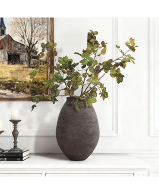 Antique Brown Cement Vase,Tall Rustic Home Accent for Tabletops and Open Shelving
