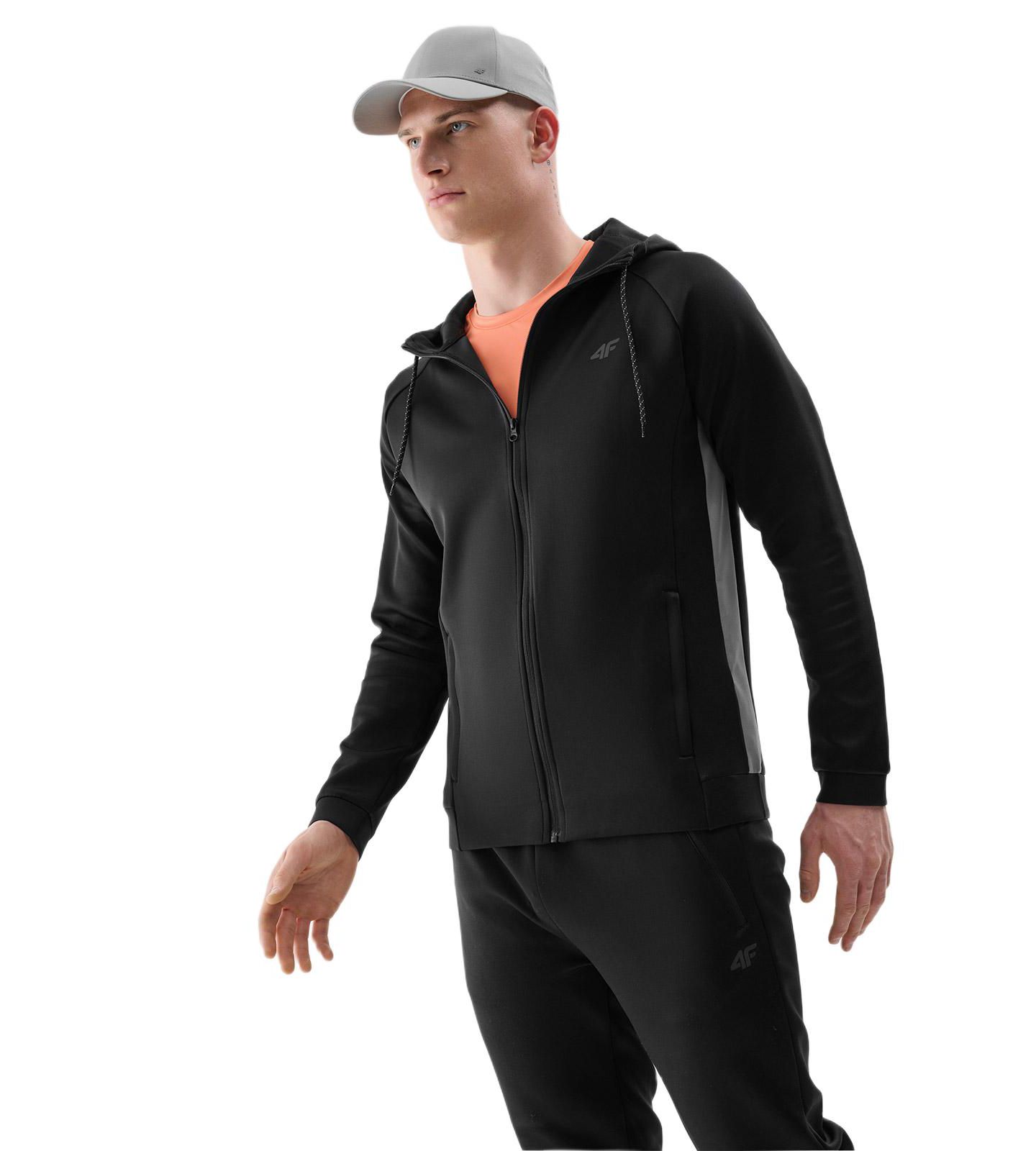 Мужской свитшот 4F Zipped Hooded Quick-Drying Training, цвет: Глубокий чёрный — фото 5