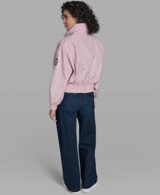 Women's Cropped Stand Collar Bomber Jacket