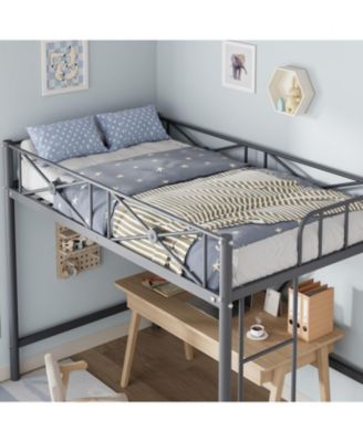 Twin Metal Loft Bed, Heavy-Duty Steel Frame with Safety Guardrails, Space-Saving Design for Kids Bedroom or Dorm