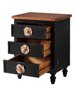 Streamdale Vintage Farmhouse End Table - Rustic Nightstand, 3 Drawers