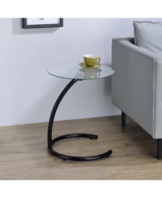 Modern Round End Table / C Table with Tempered Glass Top – Chrome Metal Frame Accent Side Table for Living Room, Bedroom, Office
