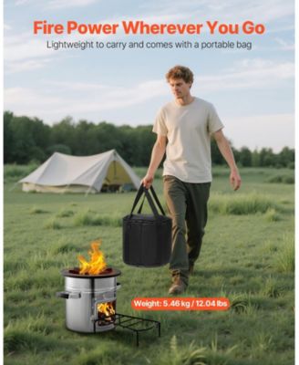 Portable Stainless Steel Camping Rocket Stove with Carry Bag Single Door