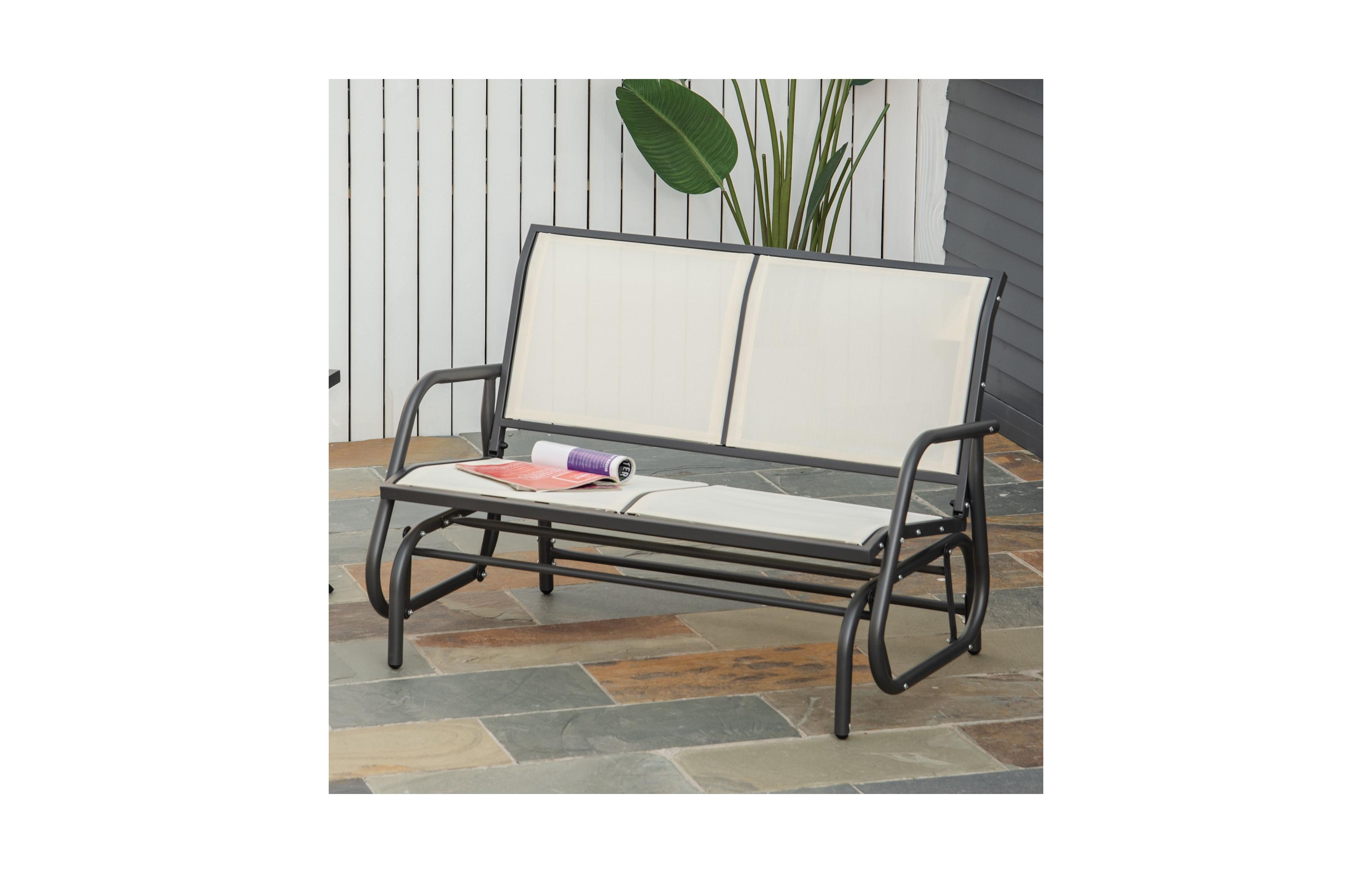Clihome 2-Person Outdoor Glider Bench, Patio Double Swing Rocking Chair Loveseat w/ Powder Coated Steel Frame
