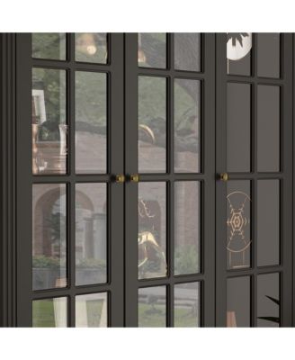 8-Shelf Wood Standard Bookcase Bookshelf With Glass Doors