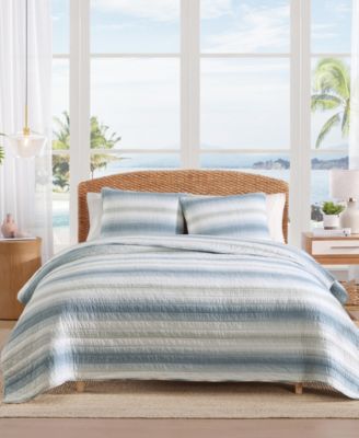 Prima Island Stripe Cotton Reversible 3-Pc. Quilt Set, King