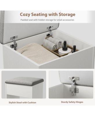 47" Makeup Vanity Desk and Chair Set with Lighted Mirror and 8 Shelves