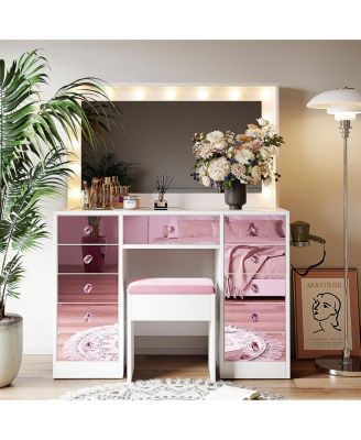 Makeup Vanity with 15 Hollywood Bulbs & 3 Color Modes