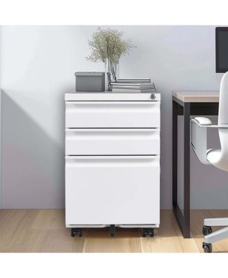 3 Drawer Mobile File Cabinet with Lock, Metal Filing Cabinets for Home Office Organizer, Fit A4/Letter/Legal