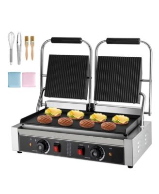3600W Commercial Electric Panini Press Grill with Dual Plates and Temperature Control