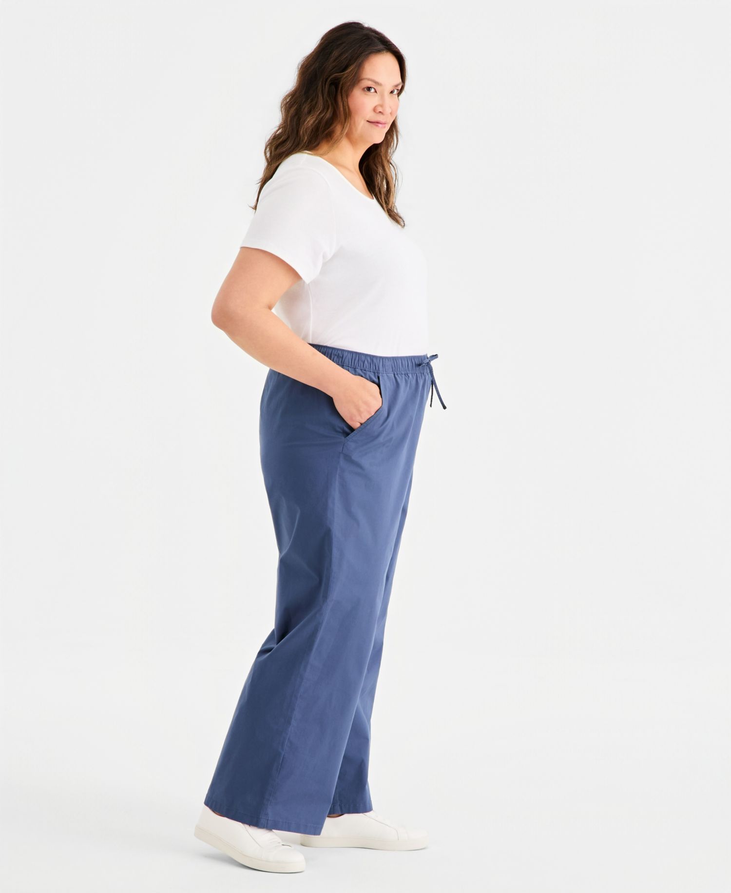 Plus Size Wide-Leg Pull-On Pants