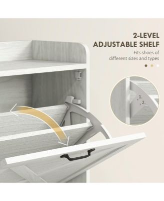 Slim Shoe Cabinet with 2 Flip Drawers and Adjustable Shelves,