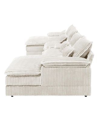 5-piece U-shaped sofa w/ console, USB ports & 4 pillows.