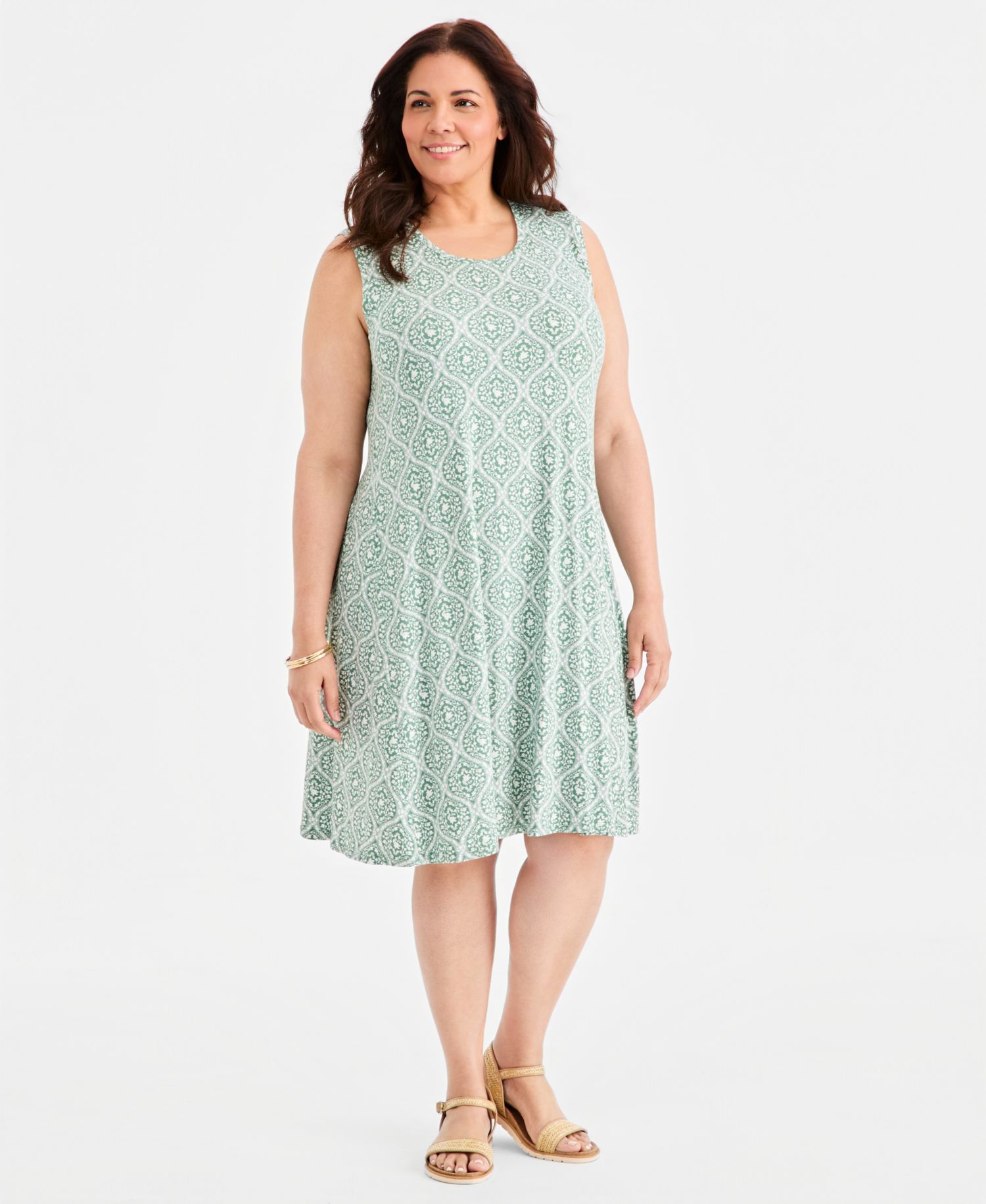 Petite Printed Sleeveless Knit Dress