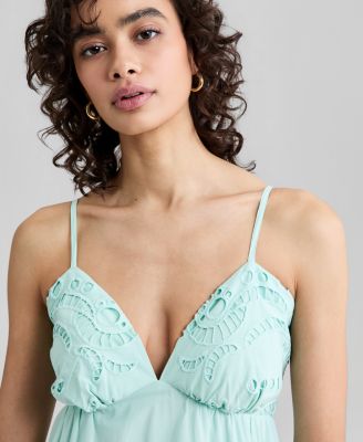macy's cut out dress And Now This Women's Cotton Cutout Embroidered Maxi Dress - Blue