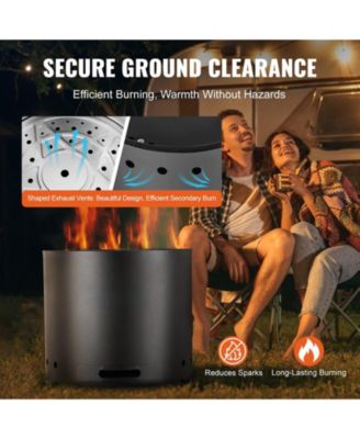 15 Inch Smokeless Wood Burning Fire Pit with Removable Ash Pan, Stainless Steel