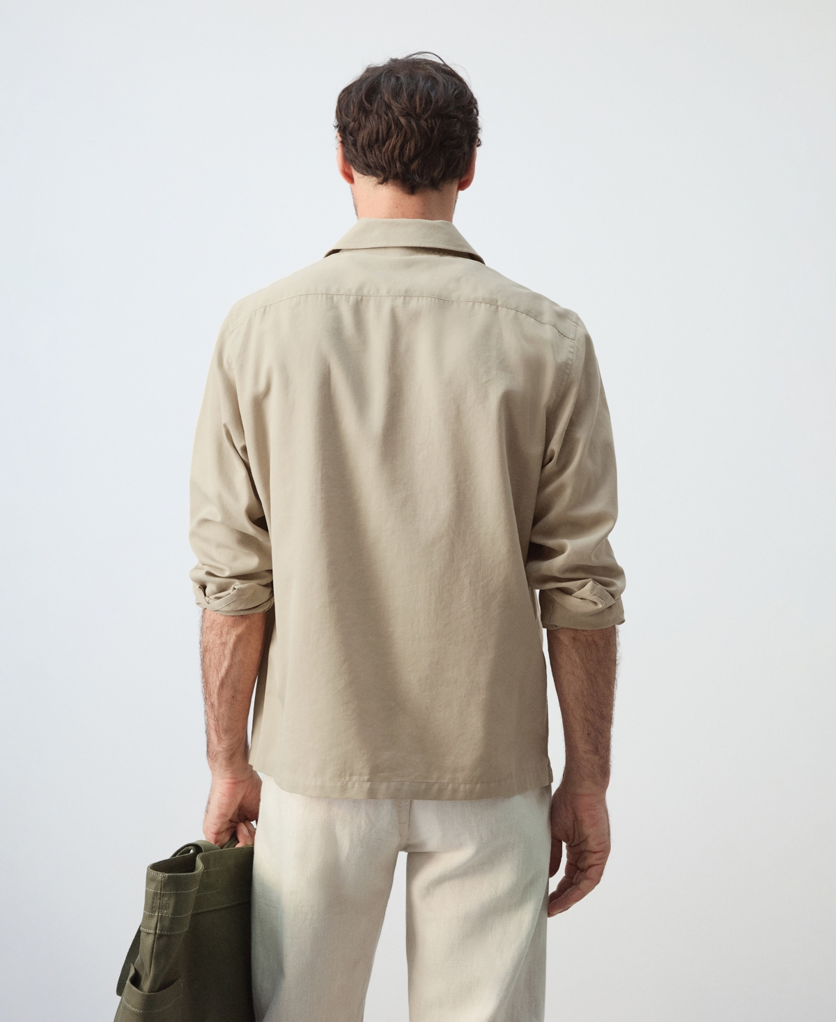 Mango Men's Bowling Collar Cotton Overshirt