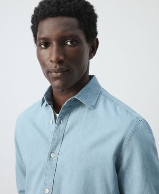 Men's Cotton-Linen Regular Fit Denim Shirt