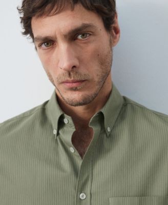 Men's Cotton Striped Regular-Fit Oxford Shirt