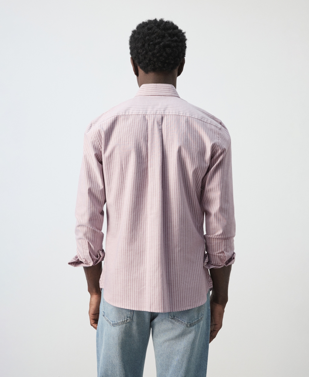 Mango Men's Cotton Striped Regular-Fit Oxford Shirt