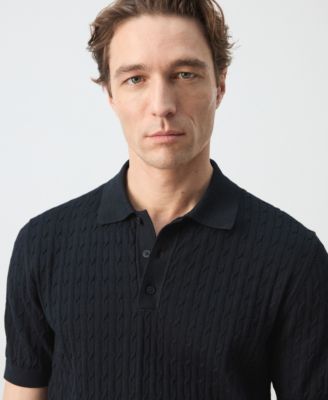 Men's Cotton Braided Knitted Polo Shirt